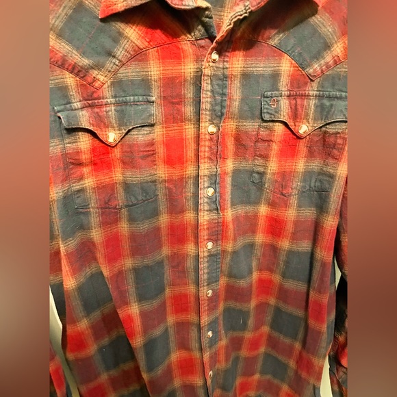 Stetson - Men’s XXL - Red & Blue Flannel Style - Pearl Snap Western Shirt - - Picture 5 of 14